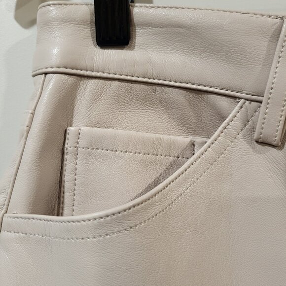 Guess Kelly Faux- Leather Straight- Leg Taupe Pants - Picture 8 of 9